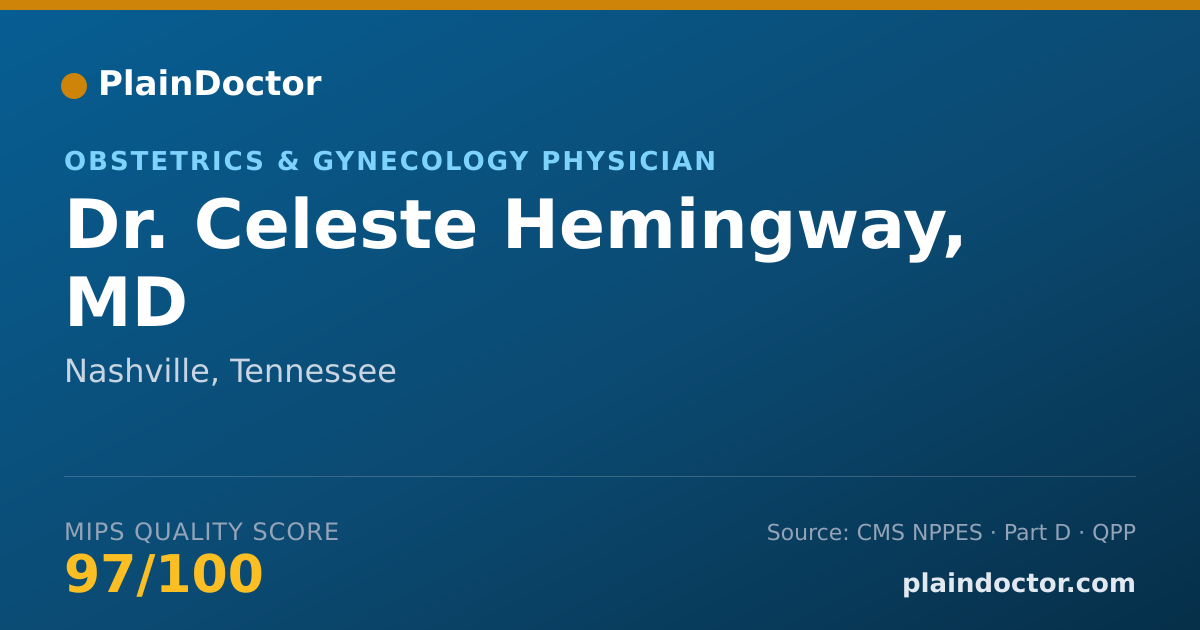 Shareable card for Celeste Hemingway, MD - Obstetrics & Gynecology Physician, Nashville, TN