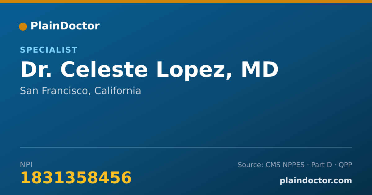 Shareable card for Celeste Lopez, MD - Specialist, San Francisco, CA