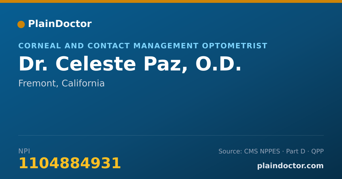 Shareable card for Celeste Paz, O.D. - Corneal and Contact Management Optometrist, Fremont, CA
