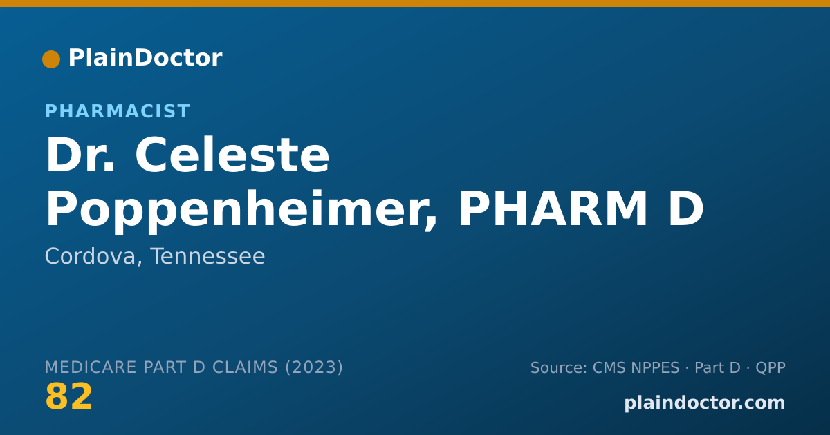 Shareable card for Celeste Poppenheimer, PHARM D - Pharmacist, Cordova, TN