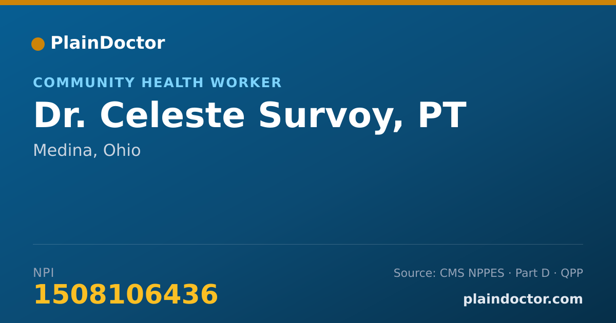 Shareable card for Celeste Survoy, PT - Community Health Worker, Medina, OH