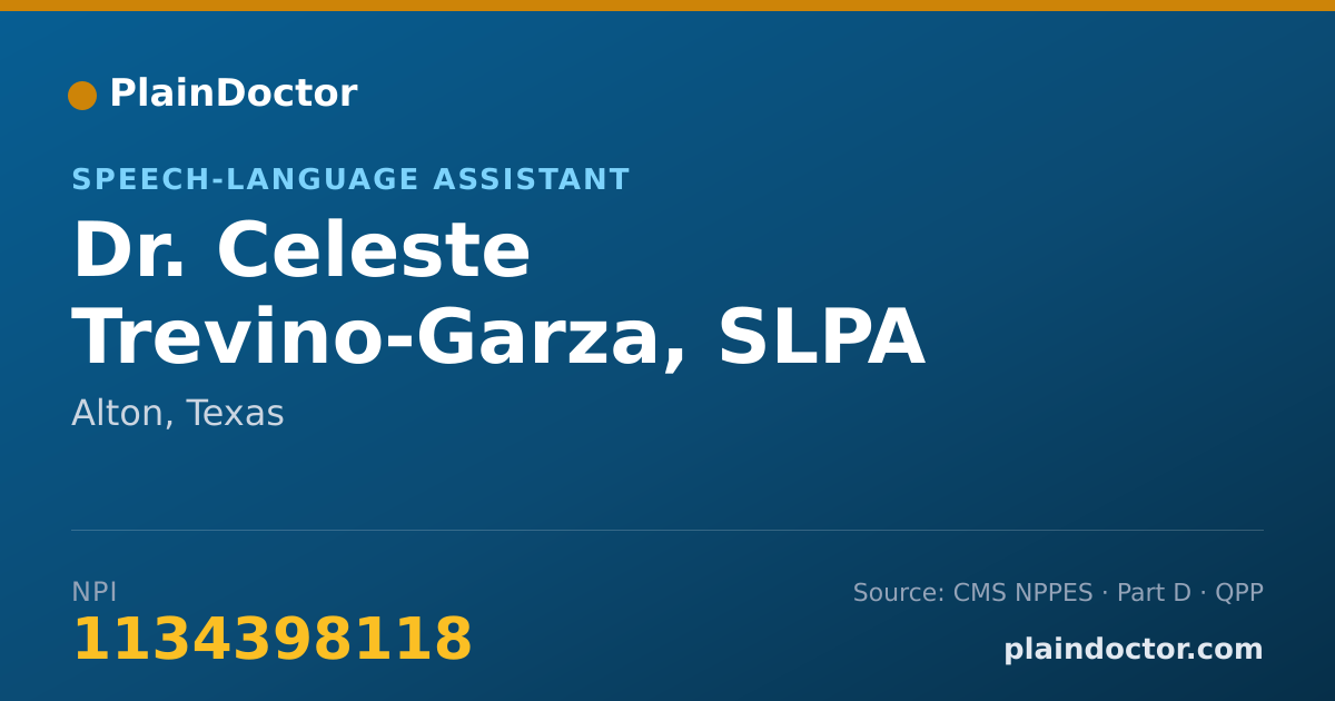 Shareable card for Celeste Trevino-Garza, SLPA - Speech-Language Assistant, Alton, TX