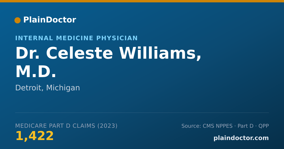 Shareable card for Celeste Williams, M.D. - Internal Medicine Physician, Detroit, MI