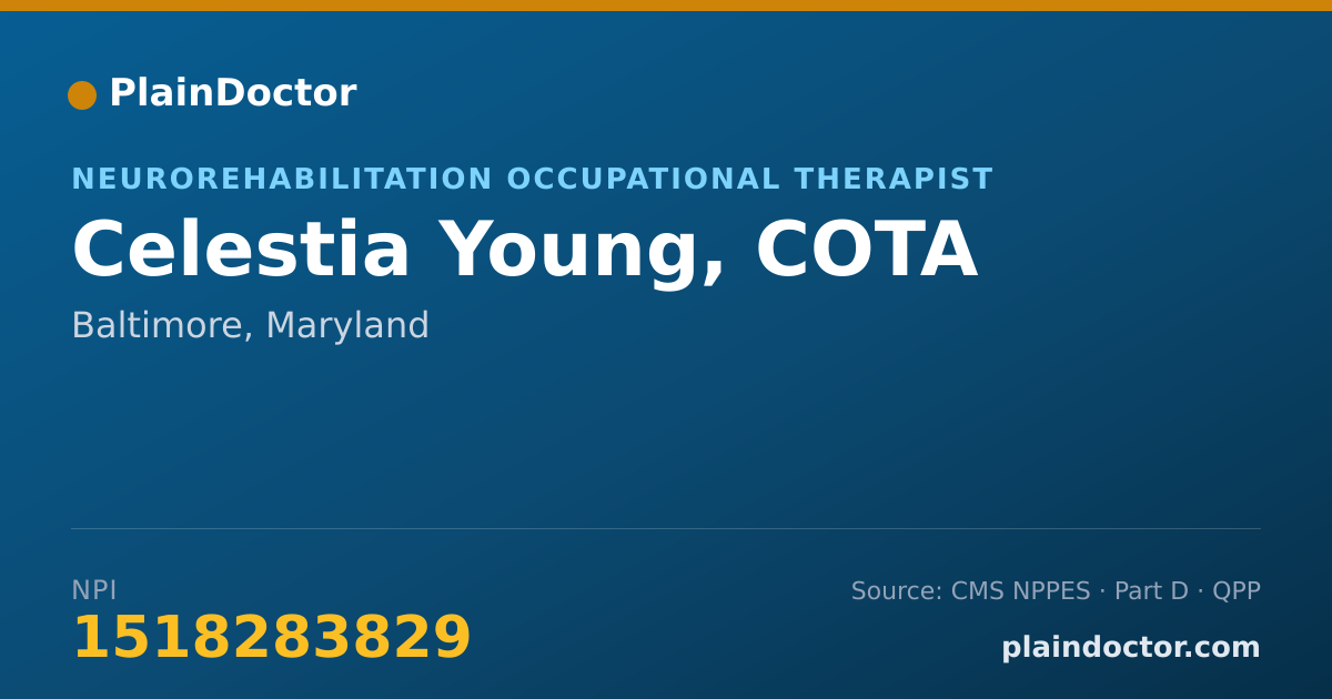 Shareable card for Celestia Young, COTA - Neurorehabilitation Occupational Therapist, Baltimore, MD