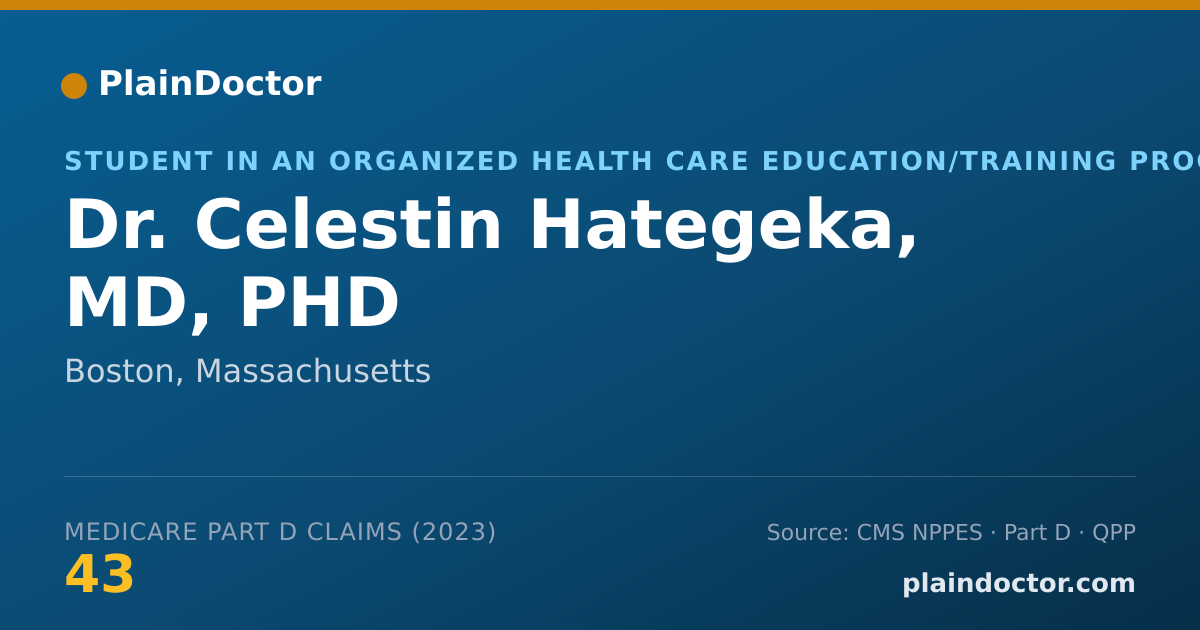 Shareable card for Celestin Hategeka, MD, PHD - Student in an Organized Health Care Education/Training Program, Boston, MA