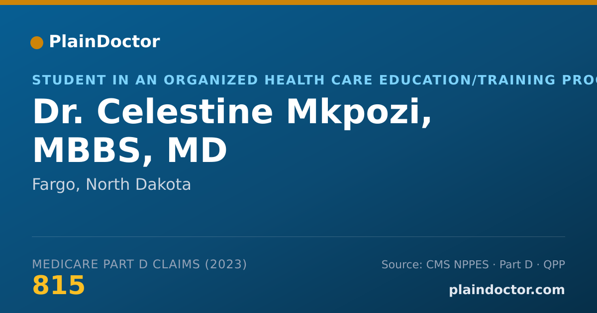 Shareable card for Celestine Mkpozi, MBBS, MD - Student in an Organized Health Care Education/Training Program, Fargo, ND
