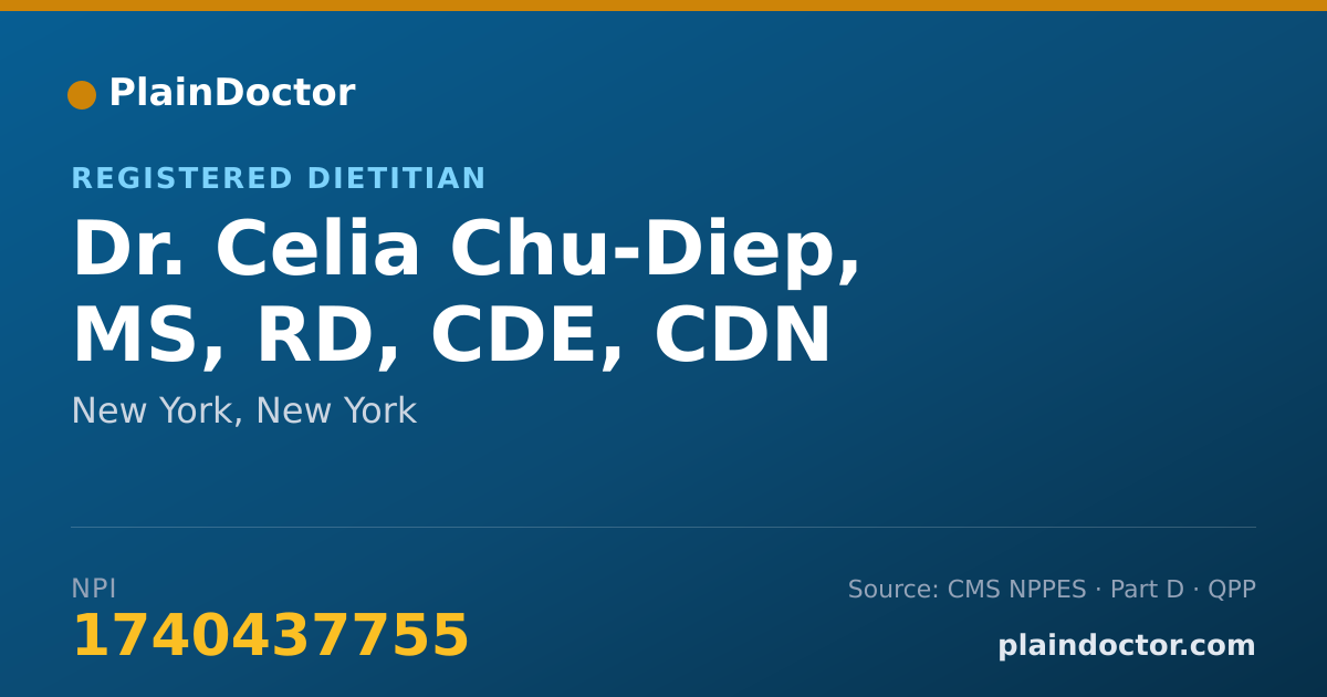 Shareable card for Celia Chu-Diep, MS, RD, CDE, CDN - Registered Dietitian, New York, NY