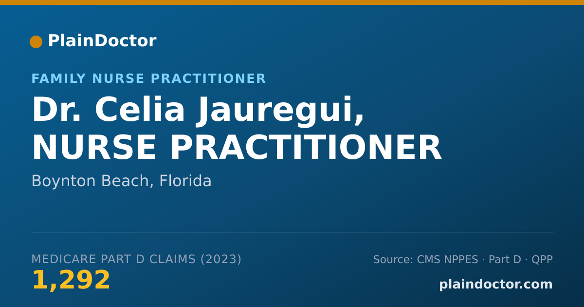 Shareable card for Celia Jauregui, NURSE PRACTITIONER - Family Nurse Practitioner, Boynton Beach, FL