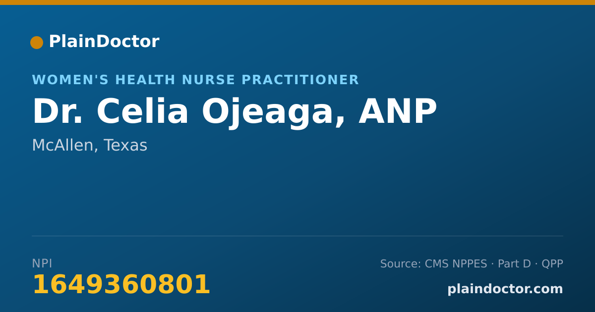 Shareable card for Celia Ojeaga, ANP - Women's Health Nurse Practitioner, McAllen, TX