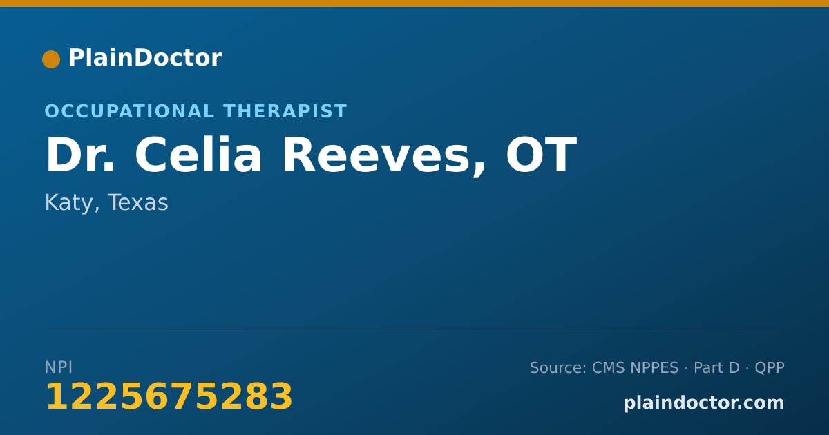 Shareable card for Celia Reeves, OT - Occupational Therapist, Katy, TX