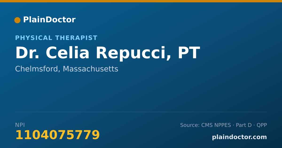 Shareable card for Celia Repucci, PT - Physical Therapist, Chelmsford, MA