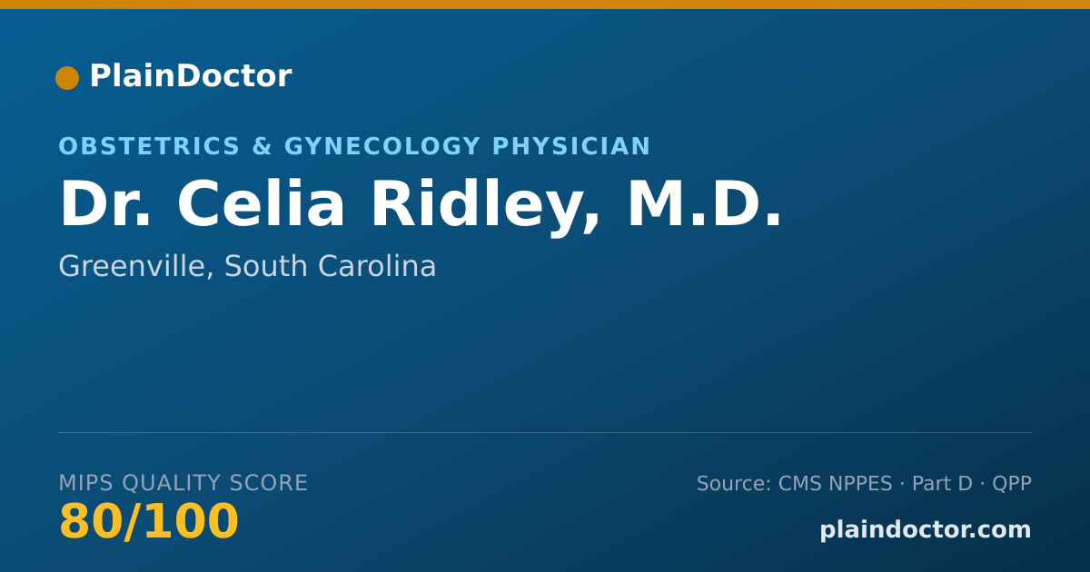 Shareable card for Celia Ridley, M.D. - Obstetrics & Gynecology Physician, Greenville, SC