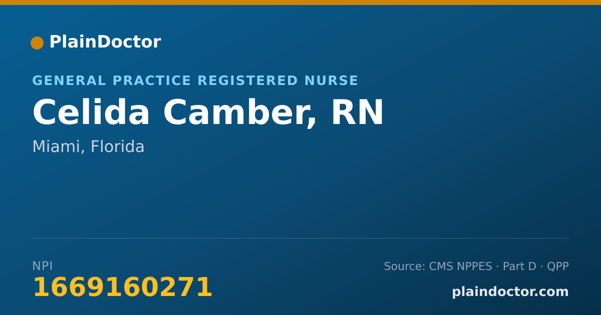 Shareable card for Celida Camber, RN - General Practice Registered Nurse, Miami, FL