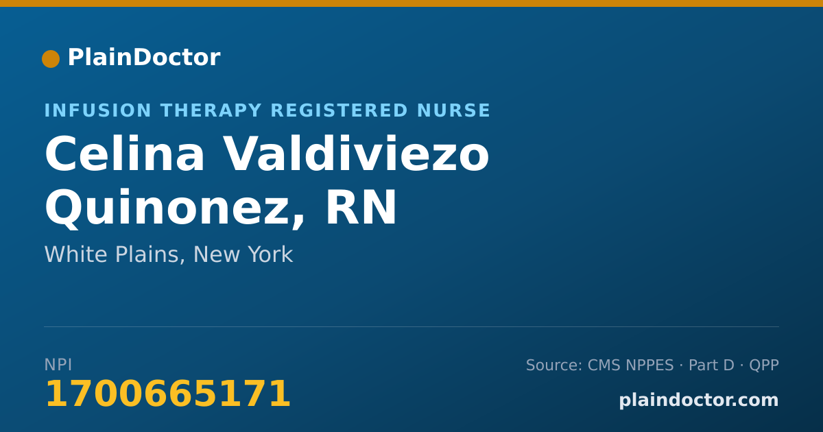 Shareable card for Celina Valdiviezo Quinonez, RN - Infusion Therapy Registered Nurse, White Plains, NY