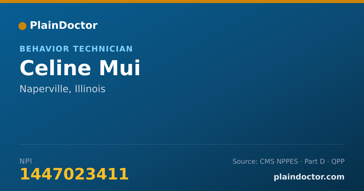 Shareable card for Celine Mui - Behavior Technician, Naperville, IL