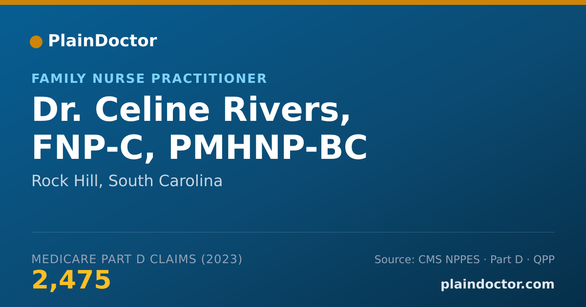 Shareable card for Celine Rivers, FNP-C, PMHNP-BC - Family Nurse Practitioner, Rock Hill, SC