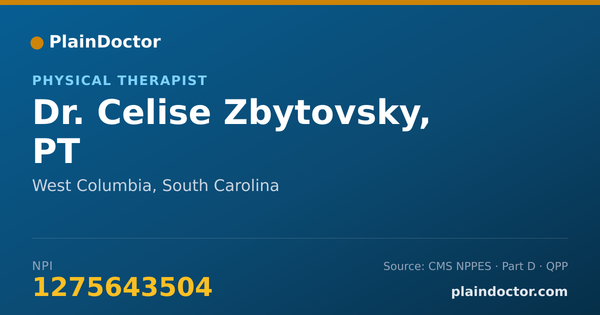 Shareable card for Celise Zbytovsky, PT - Physical Therapist, West Columbia, SC
