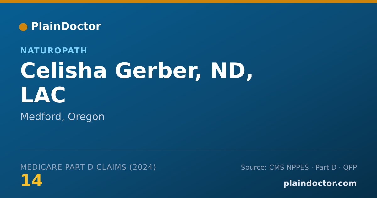 Shareable card for Celisha Gerber, ND, LAC - Naturopath, Medford, OR