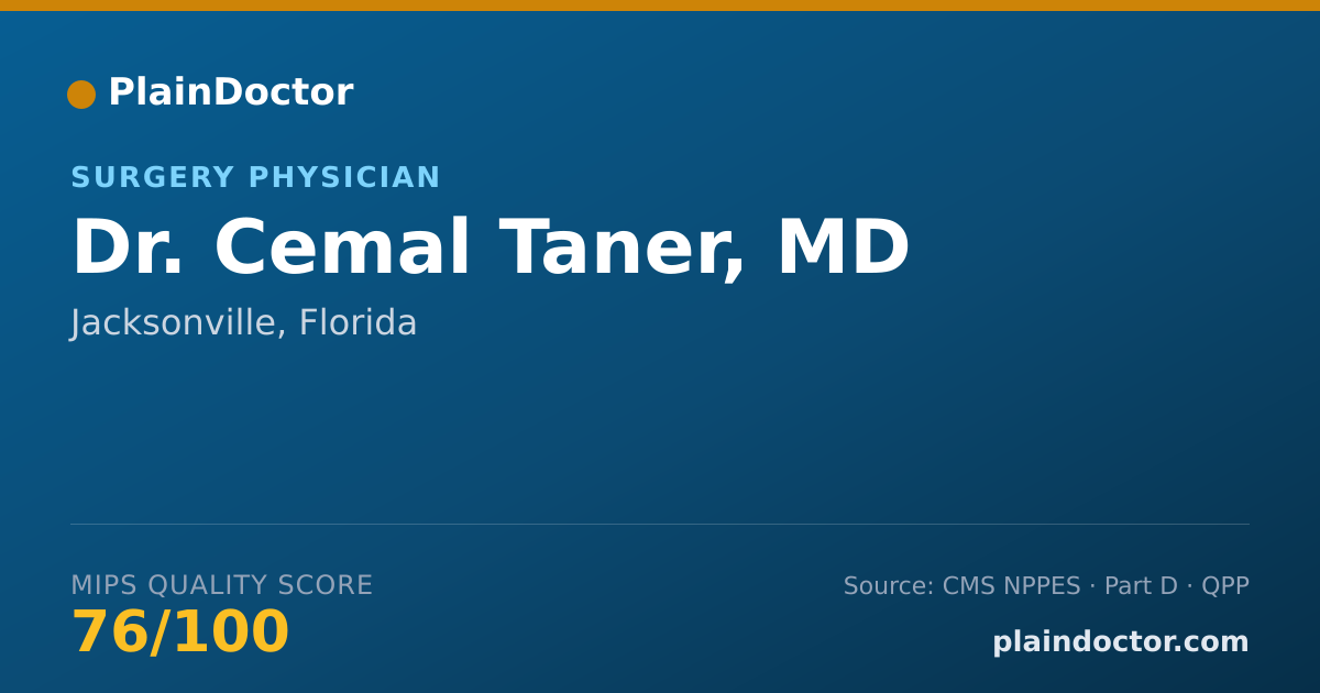 Shareable card for Cemal Taner, MD - Surgery Physician, Jacksonville, FL