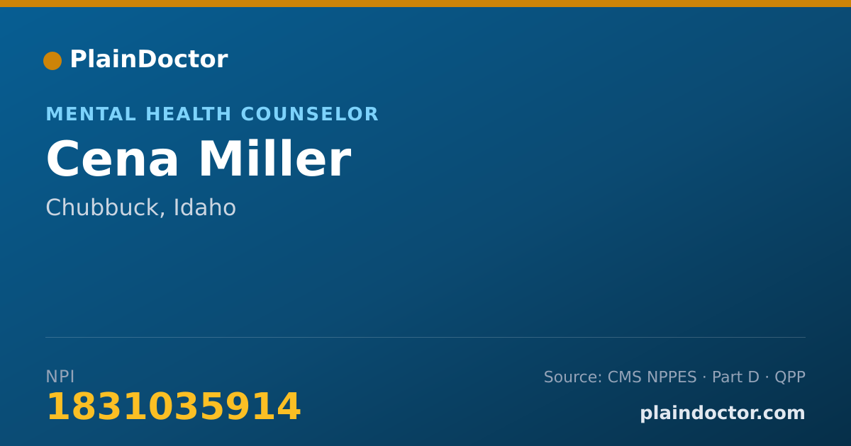 Shareable card for Cena Miller - Mental Health Counselor, Chubbuck, ID
