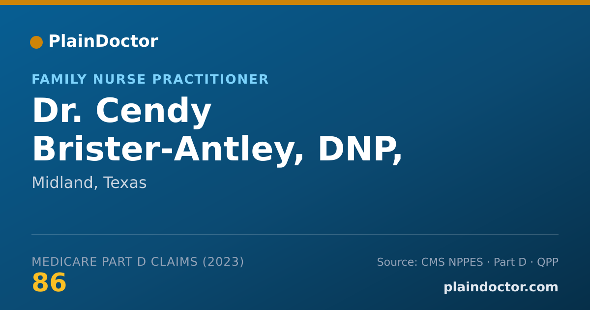Shareable card for Cendy Brister-Antley, DNP,  APRN, FNP, ENP - Family Nurse Practitioner, Midland, TX