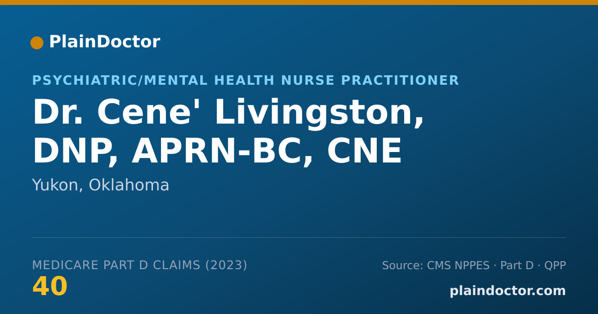 Shareable card for Cene' Livingston, DNP, APRN-BC, CNE - Psychiatric/Mental Health Nurse Practitioner, Yukon, OK