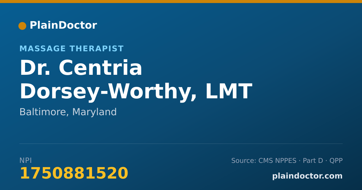Shareable card for Centria Dorsey-Worthy, LMT - Massage Therapist, Baltimore, MD