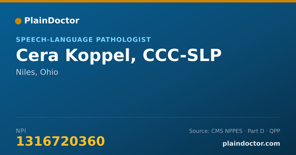 Shareable card for Cera Koppel, CCC-SLP - Speech-Language Pathologist, Niles, OH