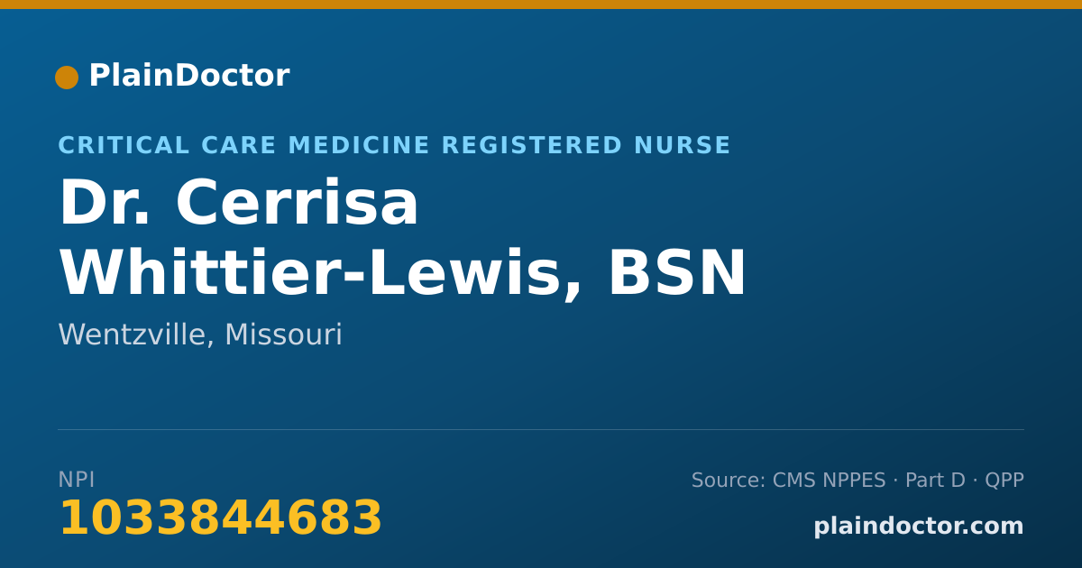 Shareable card for Cerrisa Whittier-Lewis, BSN - Critical Care Medicine Registered Nurse, Wentzville, MO