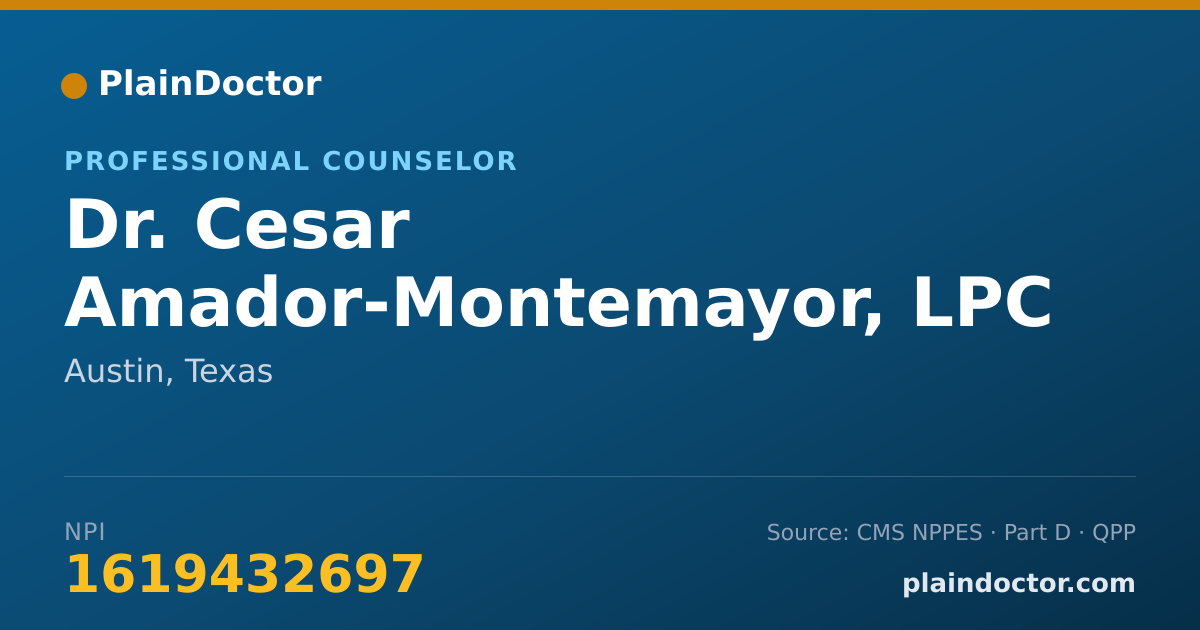 Shareable card for Cesar Amador-Montemayor, LPC - Professional Counselor, Austin, TX