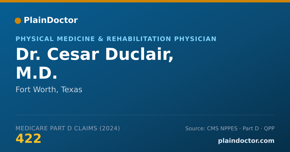 Shareable card for Cesar Duclair, M.D. - Physical Medicine & Rehabilitation Physician, Fort Worth, TX