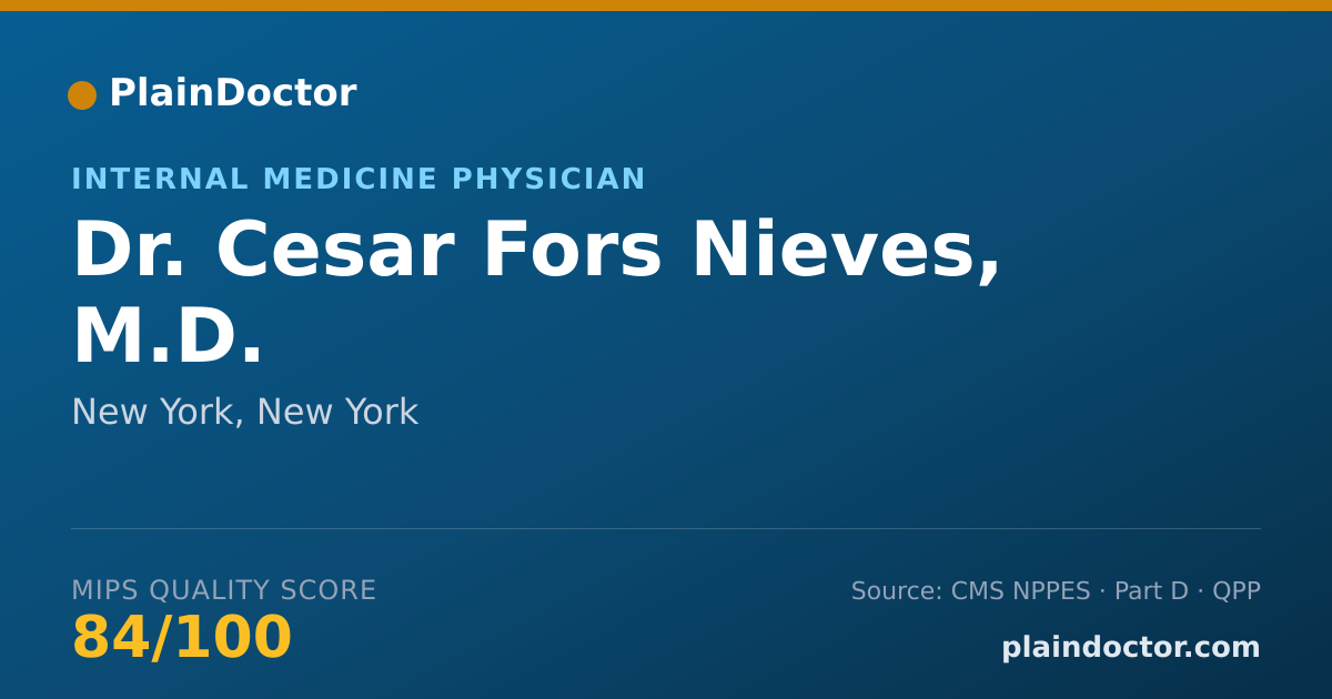 Shareable card for Cesar Fors Nieves, M.D. - Internal Medicine Physician, New York, NY
