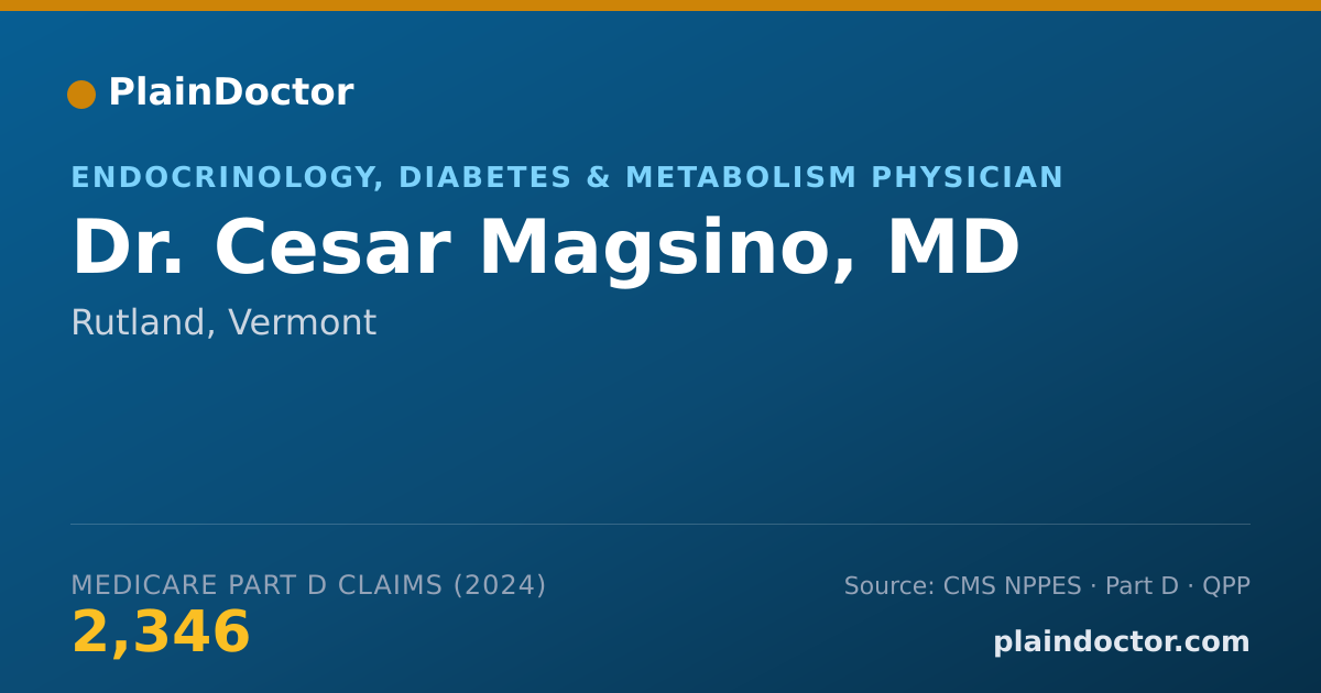 Shareable card for Cesar Magsino, MD - Endocrinology, Diabetes & Metabolism Physician, Rutland, VT