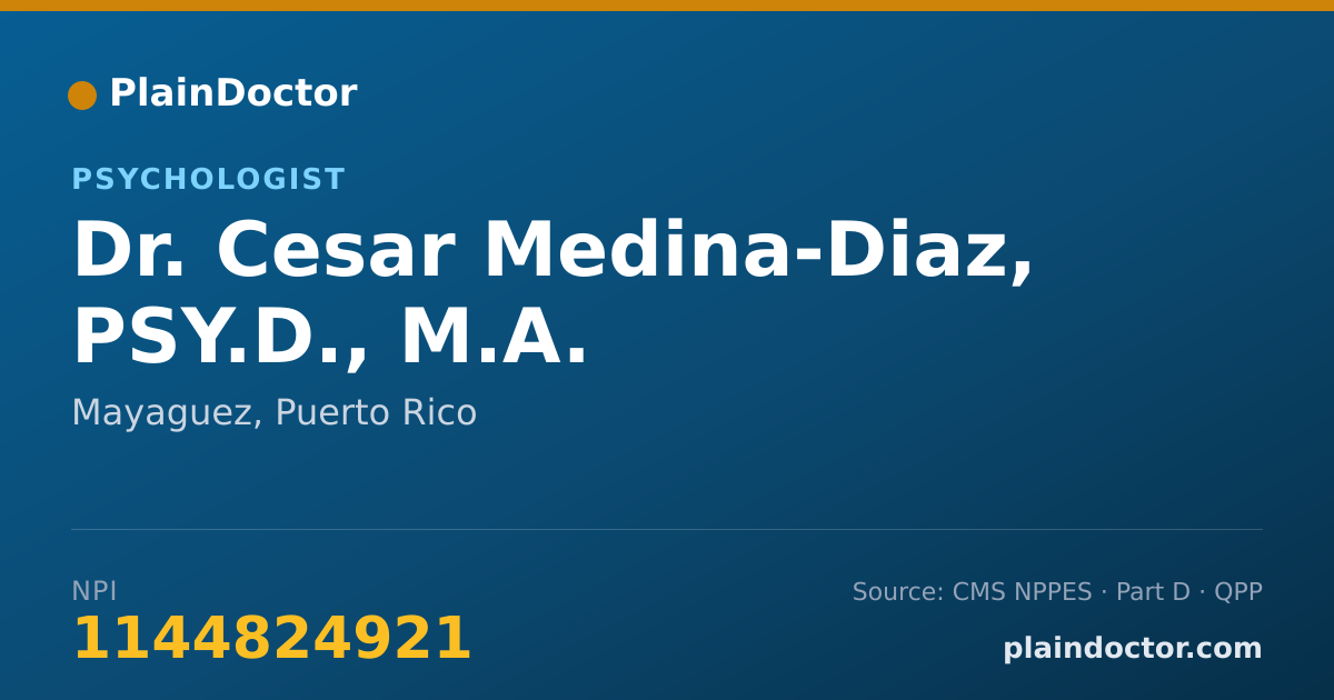 Shareable card for Cesar Medina-Diaz, PSY.D., M.A. - Psychologist, Mayaguez, PR