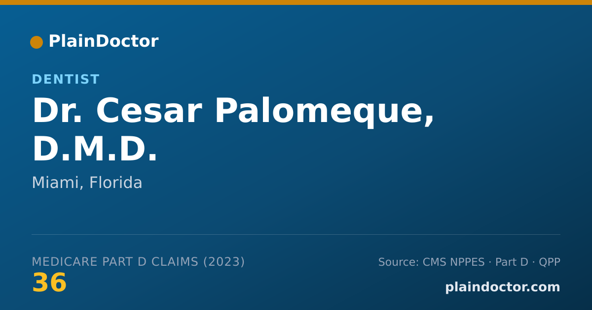 Shareable card for Cesar Palomeque, D.M.D. - Dentist, Miami, FL