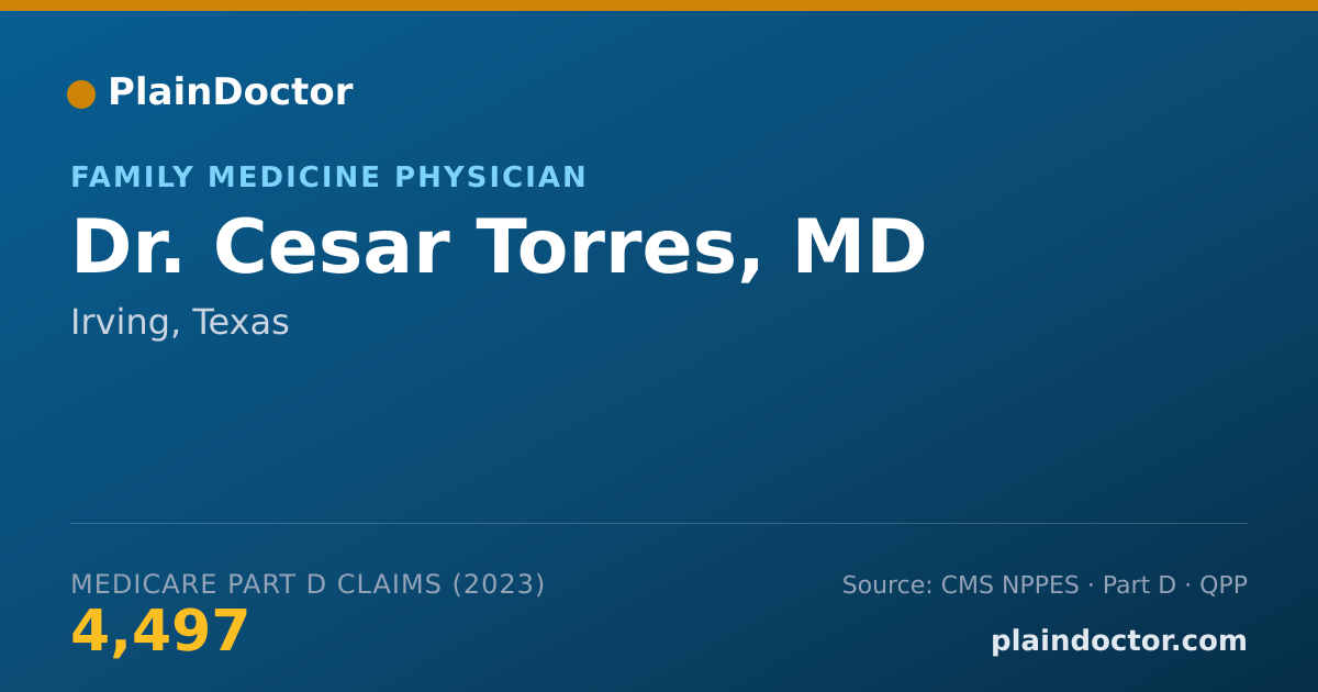 Shareable card for Cesar Torres, MD - Family Medicine Physician, Irving, TX