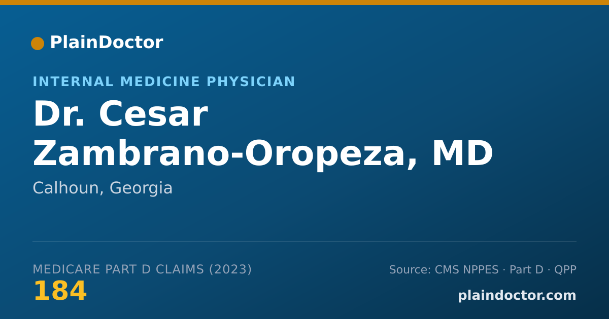 Shareable card for Cesar Zambrano-Oropeza, MD - Internal Medicine Physician, Calhoun, GA