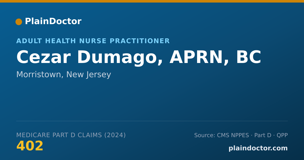 Shareable card for Cezar Dumago, APRN, BC - Adult Health Nurse Practitioner, Morristown, NJ