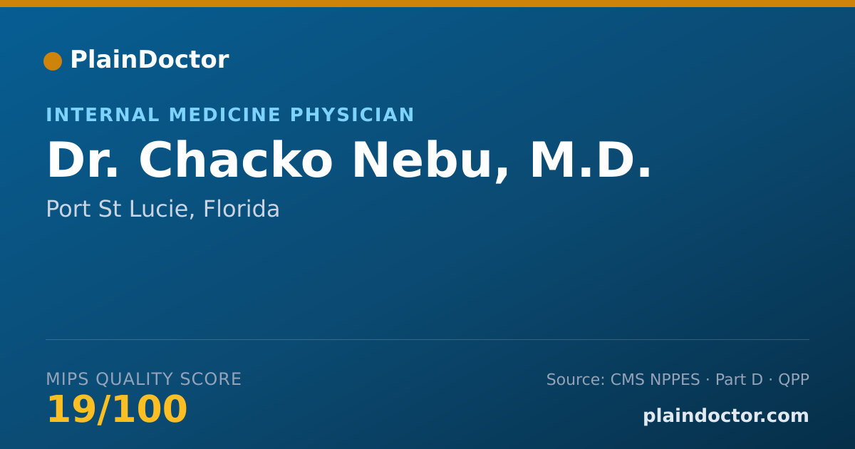 Shareable card for Chacko Nebu, M.D. - General Practice Physician, Port St Lucie, FL