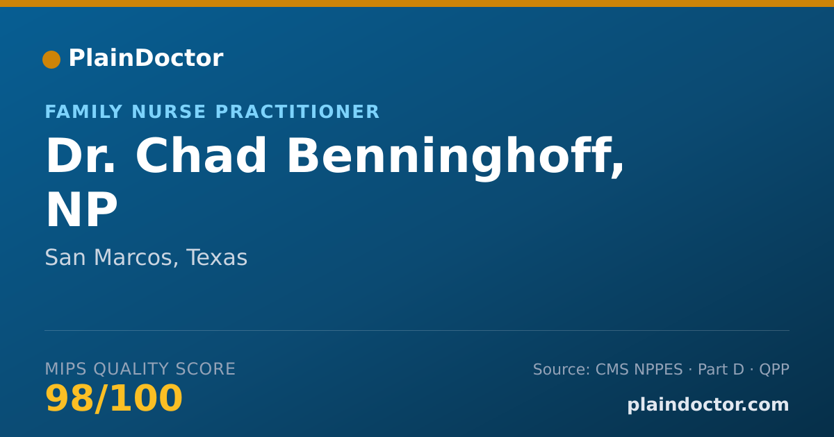 Shareable card for Chad Benninghoff, NP - Family Nurse Practitioner, San Marcos, TX