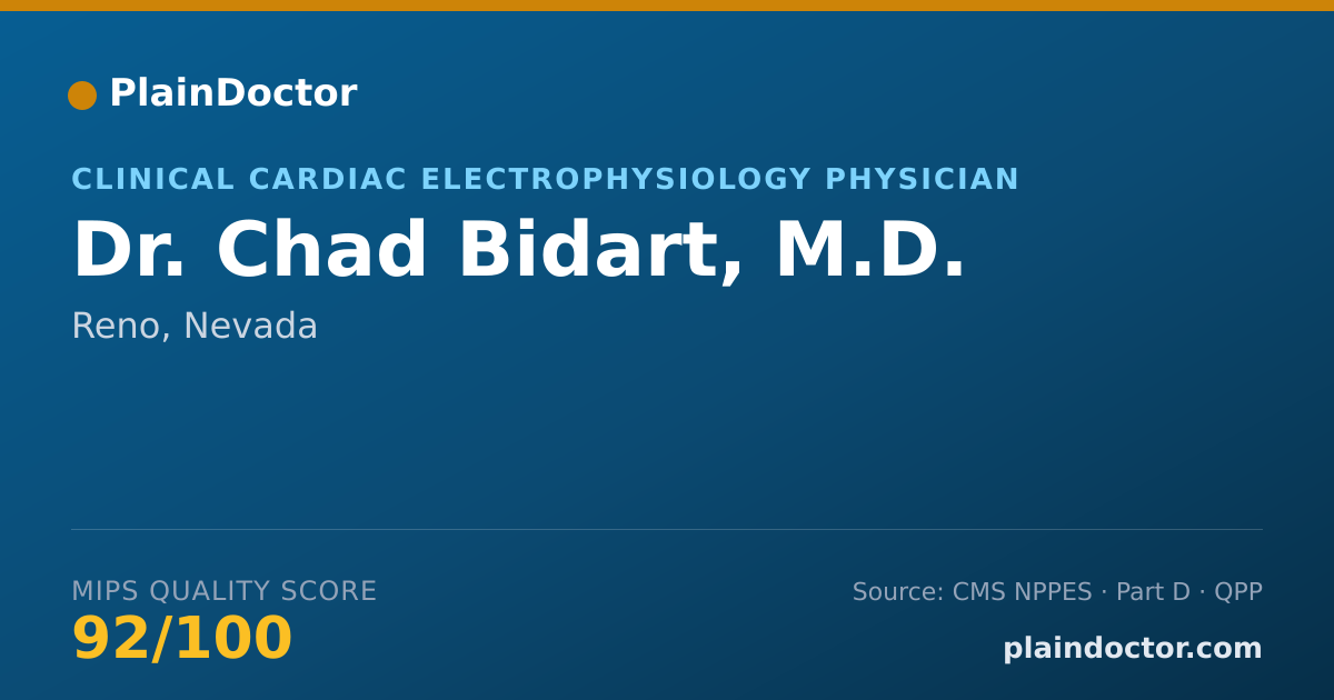 Shareable card for Chad Bidart, M.D. - Clinical Cardiac Electrophysiology Physician, Reno, NV