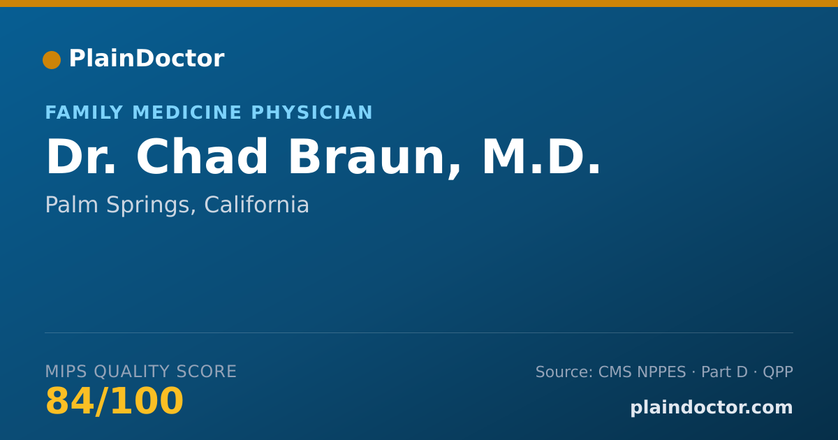 Shareable card for Chad Braun, M.D. - Family Medicine Physician, Palm Springs, CA