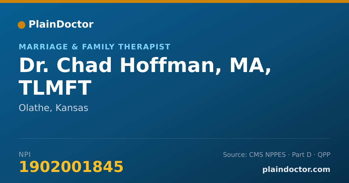 Shareable card for Chad Hoffman, MA, TLMFT - Marriage & Family Therapist, Olathe, KS