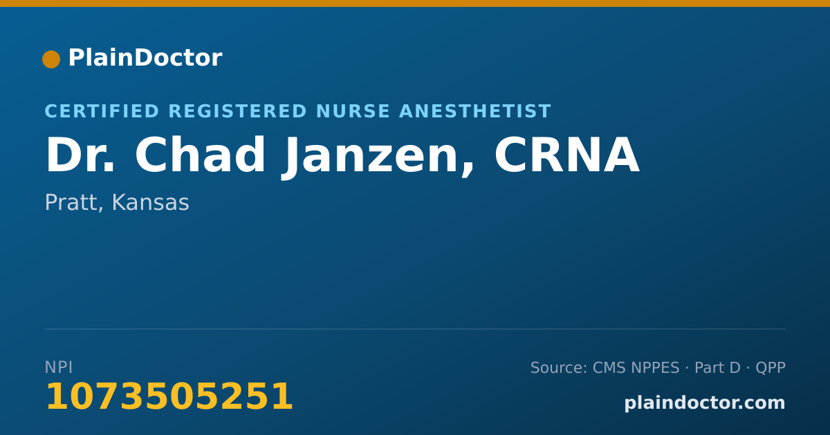 Shareable card for Chad Janzen, CRNA - Certified Registered Nurse Anesthetist, Pratt, KS
