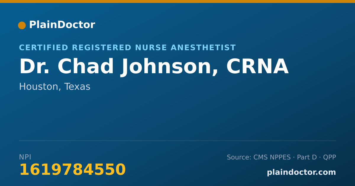 Shareable card for Chad Johnson, CRNA - Certified Registered Nurse Anesthetist, Houston, TX