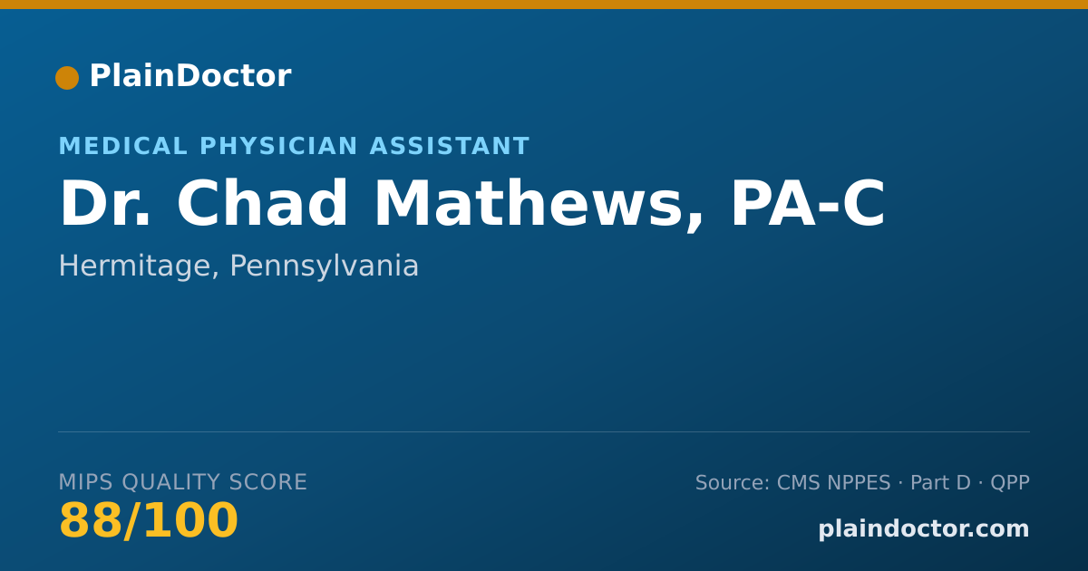 Shareable card for Chad Mathews, PA-C - Medical Physician Assistant, Hermitage, PA