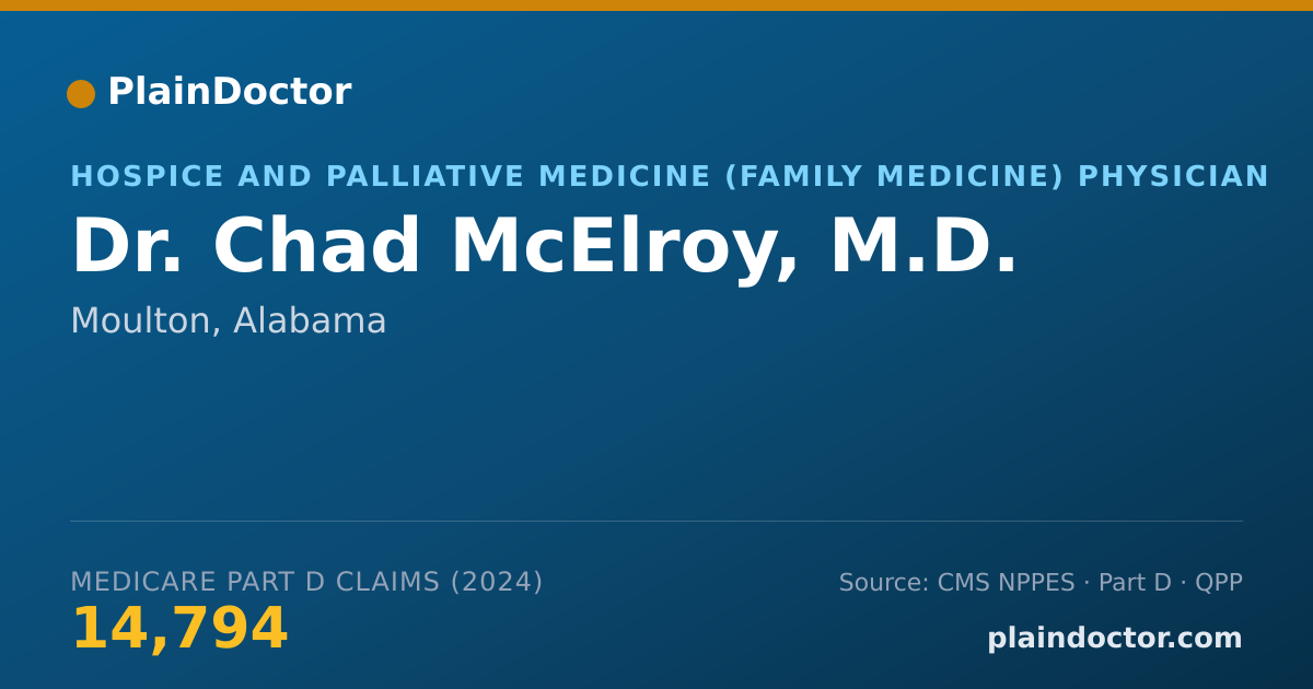 Shareable card for Chad McElroy, M.D. - Hospice and Palliative Medicine (Family Medicine) Physician, Moulton, AL
