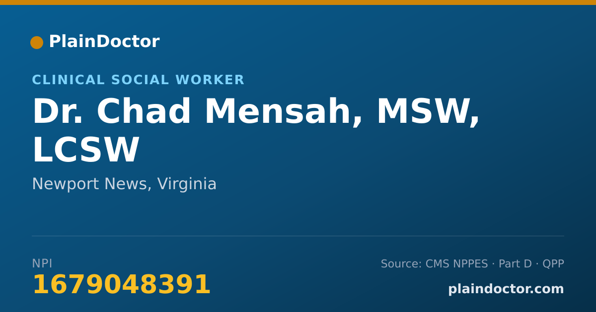 Shareable card for Chad Mensah, MSW, LCSW - Clinical Social Worker, Newport News, VA