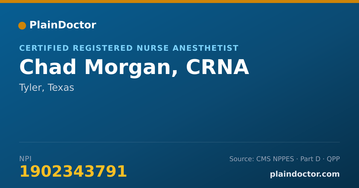 Shareable card for Chad Morgan, CRNA - Certified Registered Nurse Anesthetist, Tyler, TX