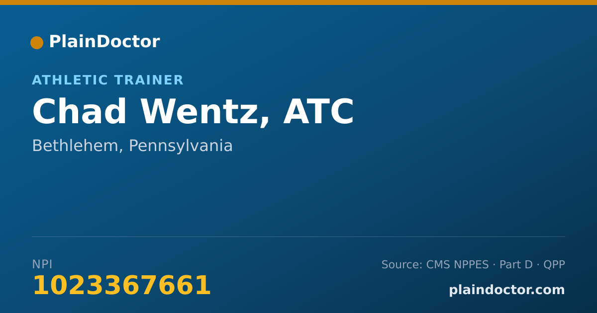Shareable card for Chad Wentz, ATC - Athletic Trainer, Bethlehem, PA